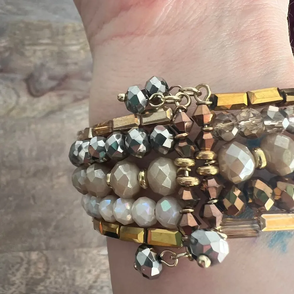 New with tags Inc Multicolored Beaded Gold and White Cuff Bracelet